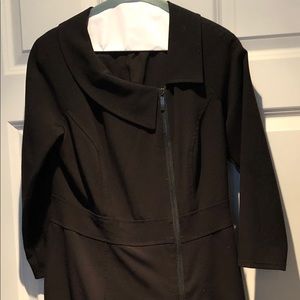AK Anne Klein Black Dress Asymmetrical Zipper EUC